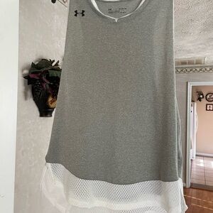Under Armour Women's Heather Gray and White Tank Top